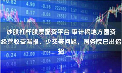 炒股杠杆股票配资平台 审计揭地方国资经营收益漏报、少交等问题，国务院已出招